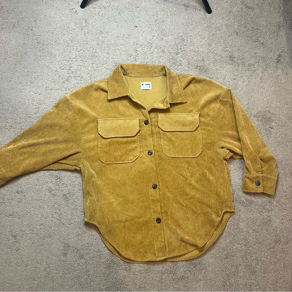 Yellow Ribbed Button Down Jacket - image 1